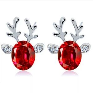 NEW Red Reindeer Antler Christmas Earrings